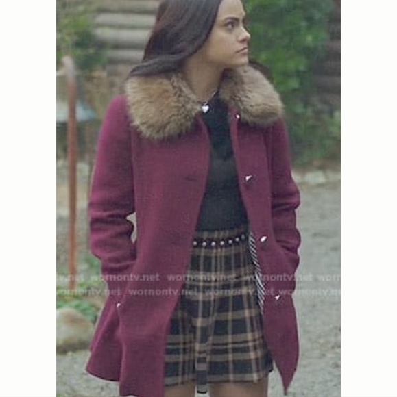 Kate Spade Wool Coat Size 6 purple fur collar coat Seen on Riverdale - Picture 2 of 9